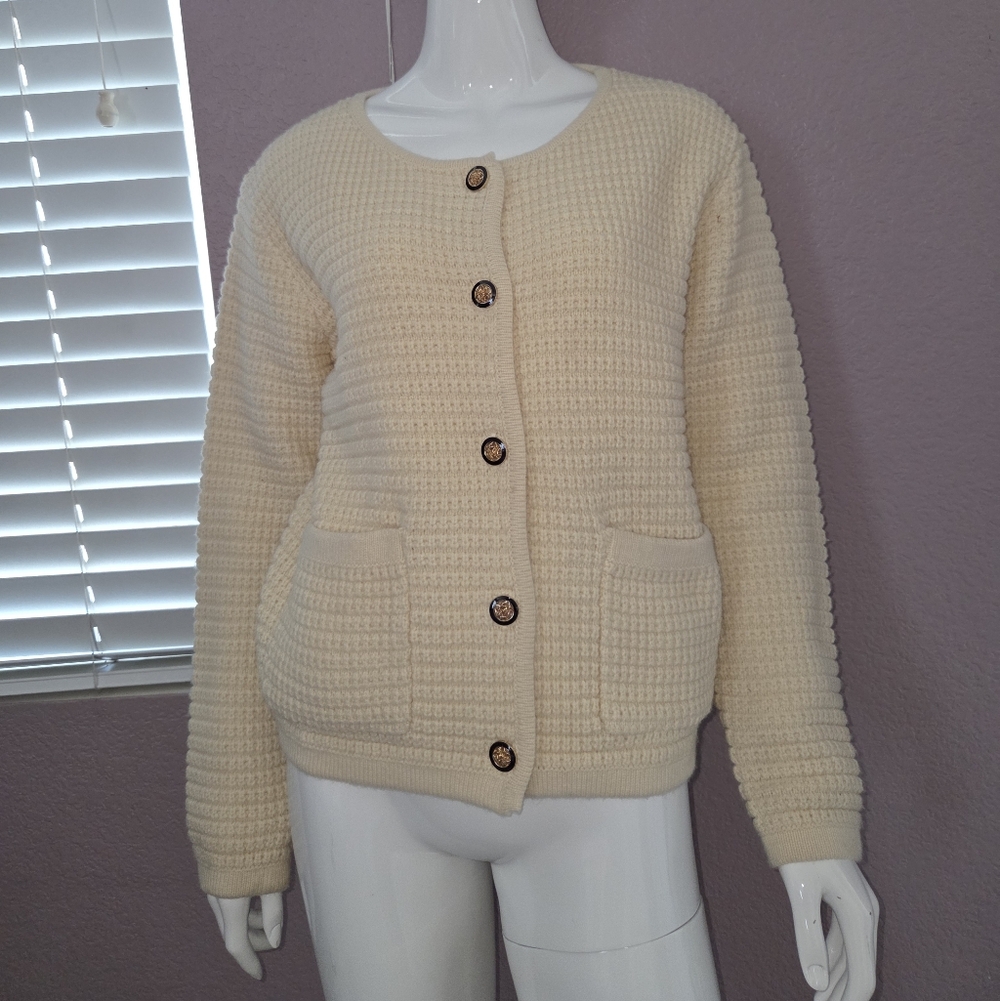 Elegant Beige Button-Up Cardigan